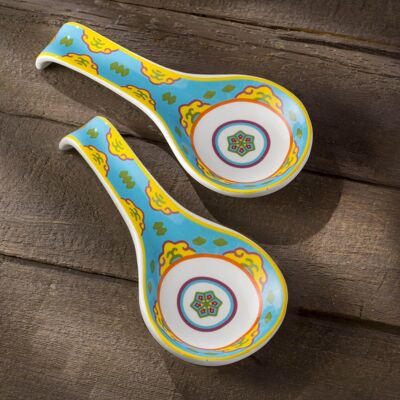Euro Ceramica Home - Galicia 9.5'' Ceramic Spoon Rests Set Of 2 - Turquoise Euro Ceramica Home - Galicia 9.5'' Ceramic Spoon Rests Set Of 2 - Turquoise