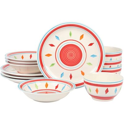 Gibson - Home Heidy 12 Piece Durastone Dinnerware Set - Red Gibson - Home Heidy 12 Piece Durastone Dinnerware Set - Red