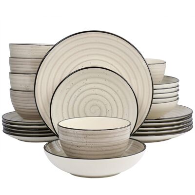 Dazzed Corner - 24 Piece Round Stoneware Dinnerware Set - Cream Dazzed Corner - 24 Piece Round Stoneware Dinnerware Set - Cream