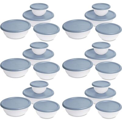 Sterilite - Nesting Mixing Covered Bowl Set with Lids, (Set of 6) - Washed blue Sterilite - Nesting Mixing Covered Bowl Set with Lids, (Set of 6) - Washed blue
