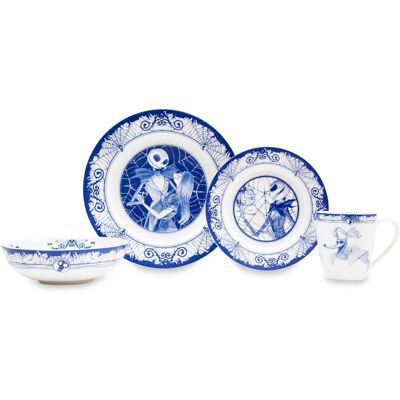 Disney - The Nightmare Before Christmas Jack and Sally 8-Piece Dinnerware Set - Blue Disney - The Nightmare Before Christmas Jack and Sally 8-Piece Dinnerware Set - Blue