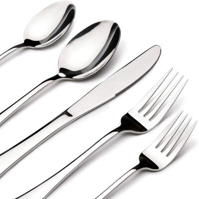 Dazzed Corner - Silverware Set for 8, 40 Piece Heavy Duty Stainless Steel Flatware Utensils Cutlery Set Including Knife Fork Spoon - silvery Dazzed Corner - Silverware Set for 8, 40 Piece Heavy Duty Stainless Steel Flatware Utensils Cutlery Set Including Knife Fork Spoon - silvery