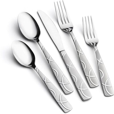 Dazzed Corner - 40PCS Stainless Steel Silverware Set, Mirror Polished Cutlery Set,Dishwasher Safe - Silver Dazzed Corner - 40PCS Stainless Steel Silverware Set, Mirror Polished Cutlery Set,Dishwasher Safe - Silver
