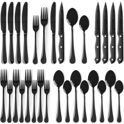 Dazzed Corner - 24-Piece Silverware Set,Set for 4 - Black Dazzed Corner - 24-Piece Silverware Set,Set for 4 - Black