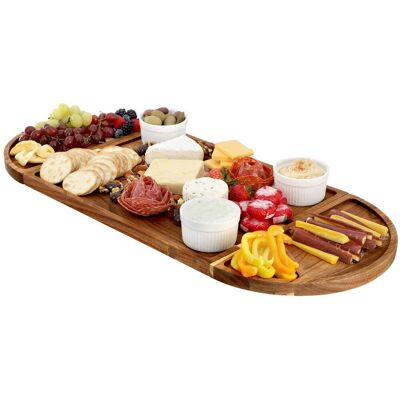 MegaChef - 3 Piece Acacia Wood Cutting Board with Maganitized Serving Board Platter - Brown MegaChef - 3 Piece Acacia Wood Cutting Board with Maganitized Serving Board Platter - Brown
