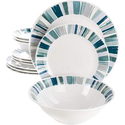 Gibson - Home Orleans 12 Piece Round Ceramic Dinnerware Set in Blue - Blue Multi Gibson - Home Orleans 12 Piece Round Ceramic Dinnerware Set in Blue - Blue Multi