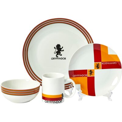 Harry Potter - Gryffindor 16-Piece Dining Set Set Includes Plates, Bowls, & Mugs - Red/White Harry Potter - Gryffindor 16-Piece Dining Set Set Includes Plates, Bowls, & Mugs - Red/White