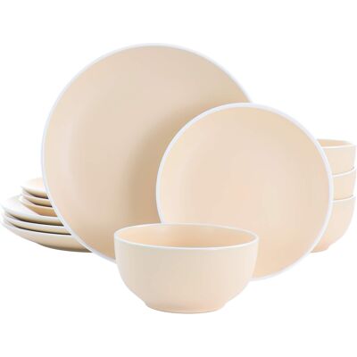 Spice By Tia Mowry - Creamy Tahini 12 Piece Stoneware Dinnerware Set in Matte - Orange Spice By Tia Mowry - Creamy Tahini 12 Piece Stoneware Dinnerware Set in Matte - Orange