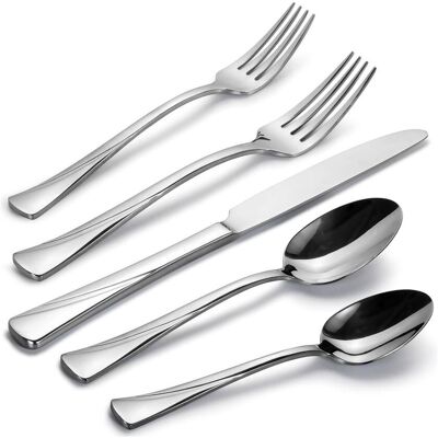 Dazzed Corner - 20-Piece Silverware Set,Flatware Set,Service for 4 - Silver Dazzed Corner - 20-Piece Silverware Set,Flatware Set,Service for 4 - Silver