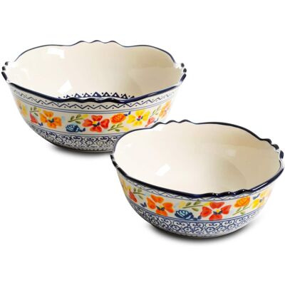 Gibson - Home Luxembourg 2 Piece Stoneware Bowl Set - Multi Gibson - Home Luxembourg 2 Piece Stoneware Bowl Set - Multi
