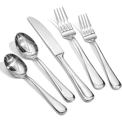 Dazzed Corner - 40 Pieces Silverware Set for 8, Stainless Steel Flatware Set - Silver Dazzed Corner - 40 Pieces Silverware Set for 8, Stainless Steel Flatware Set - Silver