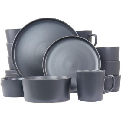 Elama - Luxmatte Dark Grey 20 Piece Dinnerware Set - Dark Gray Elama - Luxmatte Dark Grey 20 Piece Dinnerware Set - Dark Gray
