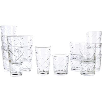 Gibson - Home 16 Piece Lattice Glassware Drinkware Set - Clear Gibson - Home 16 Piece Lattice Glassware Drinkware Set - Clear
