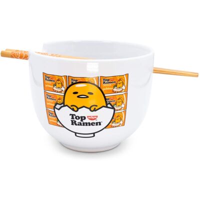 Silver Buffalo - Sanrio Gudetama Top Ramen Japanese Dinner Set 20-Ounce Ramen Bowl, Chopsticks - Orange Silver Buffalo - Sanrio Gudetama Top Ramen Japanese Dinner Set 20-Ounce Ramen Bowl, Chopsticks - Orange