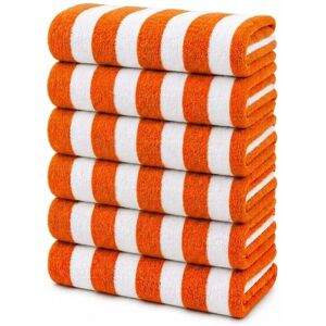 Plazatex - Terry Cabana 80% Cotton 20% Polyester Oversized 6 Pack Beach Bath Towel 36" x 66" - Orange Plazatex - Terry Cabana 80% Cotton 20% Polyester Oversized 6 Pack Beach Bath Towel 36" x 66" - Orange