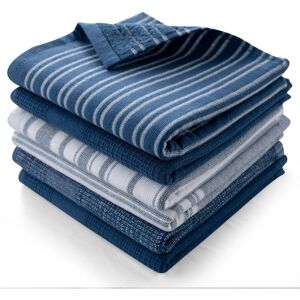Lux Decor Collection - 6-Piece 100% Cotton Kitchen Towel Set 16x26, Highly Absorbent Terry Dish Towels, Soft & Durable, Striped & Waffle Design - Nay Blue Lux Decor Collection - 6-Piece 100% Cotton Kitchen Towel Set 16x26, Highly Absorbent Terry Dish Towels, Soft & Durable, Striped & Waffle Design - Nay Blue