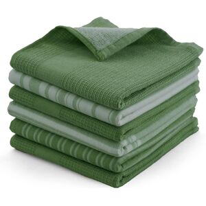 Lux Decor Collection - 6-Piece 100% Cotton Kitchen Towel Set 16x26, Highly Absorbent Terry Dish Towels, Soft & Durable, Striped & Waffle Design - Green Lux Decor Collection - 6-Piece 100% Cotton Kitchen Towel Set 16x26, Highly Absorbent Terry Dish Towels, Soft & Durable, Striped & Waffle Design - Green