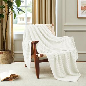 Peace Nest - 50"x60" Chunky Knit Throw Blanket Warm Comfort Woven Blanket - White Peace Nest - 50"x60" Chunky Knit Throw Blanket Warm Comfort Woven Blanket - White
