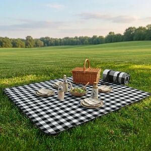 Adivo - Waterproof Outdoor Picnic Blanket - Acrylic Fabric with Plaid Print, Multiple Sizes - 200*300cm - Grey Tile Adivo - Waterproof Outdoor Picnic Blanket - Acrylic Fabric with Plaid Print, Multiple Sizes - 200*300cm - Grey Tile