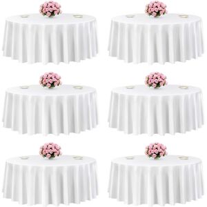 VEVOR - Round Tablecloths 6 Pack, 120 Inches in Diameter, Stain- & Wrinkle- Resistant, Machine Washable Table Clothes - White VEVOR - Round Tablecloths 6 Pack, 120 Inches in Diameter, Stain- & Wrinkle- Resistant, Machine Washable Table Clothes - White