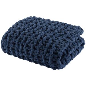 Gracie Mills - Dana Handmade Chenille Chunky Knit Throw Blanket - Navy Blue Gracie Mills - Dana Handmade Chenille Chunky Knit Throw Blanket - Navy Blue