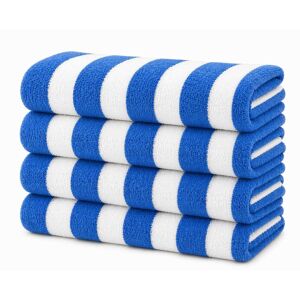 Plazatex - Terry Cabana 80% Cotton 20% Polyester Oversized 4 Pack Beach Bath Towel 36" x 66" - Blue Plazatex - Terry Cabana 80% Cotton 20% Polyester Oversized 4 Pack Beach Bath Towel 36" x 66" - Blue