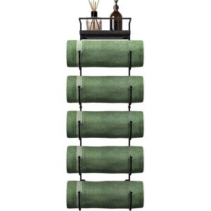 Sorbus - Bathroom Towel Holder - 5 Tier Metal Towel Rack with Wood Shelf for Rolled Bath Towels, Washcloths, Linens - Black Sorbus - Bathroom Towel Holder - 5 Tier Metal Towel Rack with Wood Shelf for Rolled Bath Towels, Washcloths, Linens - Black
