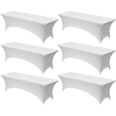 VEVOR - 6 Pack Table Cloth for 8FT Rectangular Fitted Events, Wrinkle-Resistant Stretch Table Covers - White VEVOR - 6 Pack Table Cloth for 8FT Rectangular Fitted Events, Wrinkle-Resistant Stretch Table Covers - White