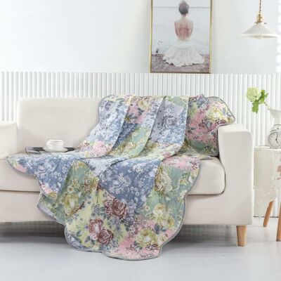 Greenland Home Fashions - Emma Patchwork Floral Print Quilted Throw Blanket 50" x 60" by Greenland Home Fashion - Gray Greenland Home Fashions - Emma Patchwork Floral Print Quilted Throw Blanket 50" x 60" by Greenland Home Fashion - Gray