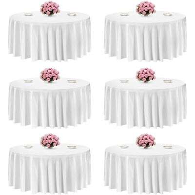 VEVOR - Round Tablecloths 6 Pack, 132 Inches in Diameter, Stain- & Wrinkle- Resistant, Machine Washable Table Clothes - White VEVOR - Round Tablecloths 6 Pack, 132 Inches in Diameter, Stain- & Wrinkle- Resistant, Machine Washable Table Clothes - White