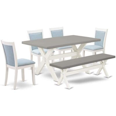 East West Furniture - 6-Piece Kitchen Table Set Includes a Dinner Table - 4 Baby Blue Linen Fabric Parson Chairs with - Multi-Color East West Furniture - 6-Piece Kitchen Table Set Includes a Dinner Table - 4 Baby Blue Linen Fabric Parson Chairs with - Multi-Color