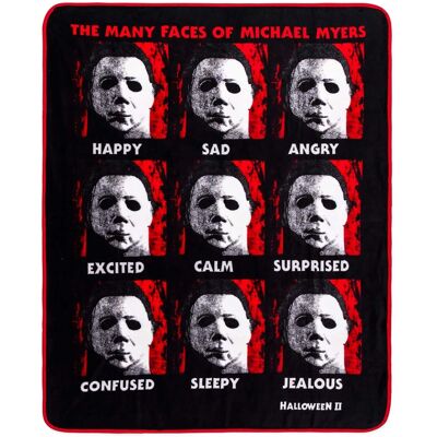 Silver Buffalo - Halloween II "The Faces Of Michael Myers" Raschel Throw Blanket 45 x 60 Inches - Multi-Colored Silver Buffalo - Halloween II "The Faces Of Michael Myers" Raschel Throw Blanket 45 x 60 Inches - Multi-Colored