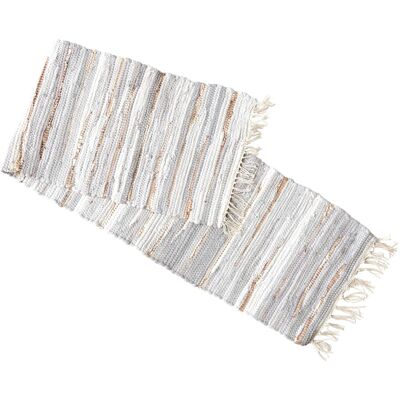 Audrey's - and Gold Chindi Cloth Woven Table Runner 12 Inches X 56 Inches - Gray Audrey's - and Gold Chindi Cloth Woven Table Runner 12 Inches X 56 Inches - Gray