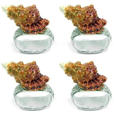 Things2Die4 - Set of 4 Rhinestone Encrusted Metal Conch Shell Napkin Rings - Orange Things2Die4 - Set of 4 Rhinestone Encrusted Metal Conch Shell Napkin Rings - Orange