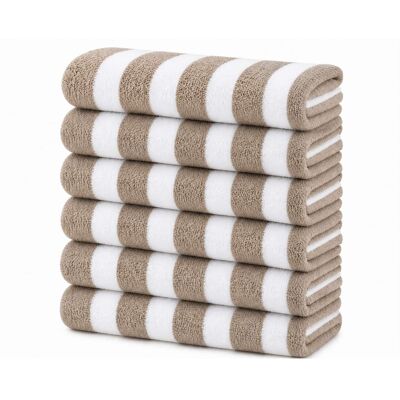 Plazatex - Terry Cabana 80% Cotton 20% Polyester Oversized 6 Pack Beach Bath Towel 36" x 66" - Taupe Plazatex - Terry Cabana 80% Cotton 20% Polyester Oversized 6 Pack Beach Bath Towel 36" x 66" - Taupe