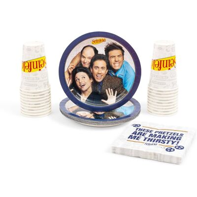 Silver Buffalo - Seinfeld 60-Piece Party Tableware Set Cups, Plates, Napkins - Multi-Colored Silver Buffalo - Seinfeld 60-Piece Party Tableware Set Cups, Plates, Napkins - Multi-Colored