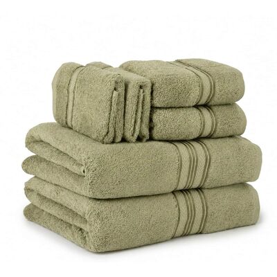 Plazatex - 100% Premium Cotton Textured Border Ultra Soft Absorbent 6 Piece Bathroom Towel Set - Safari Plazatex - 100% Premium Cotton Textured Border Ultra Soft Absorbent 6 Piece Bathroom Towel Set - Safari