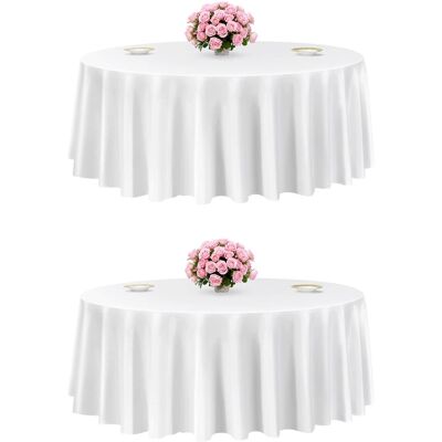 VEVOR - Round Tablecloths 2 Pack, 120 Inches in Diameter, Stain- & Wrinkle- Resistant, Machine Washable Table Clothes - White VEVOR - Round Tablecloths 2 Pack, 120 Inches in Diameter, Stain- & Wrinkle- Resistant, Machine Washable Table Clothes - White