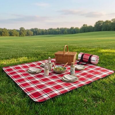 Adivo - Waterproof Outdoor Picnic Blanket - Acrylic Fabric with Plaid Print, Multiple Sizes - 200*300cm - Red tartan Adivo - Waterproof Outdoor Picnic Blanket - Acrylic Fabric with Plaid Print, Multiple Sizes - 200*300cm - Red tartan