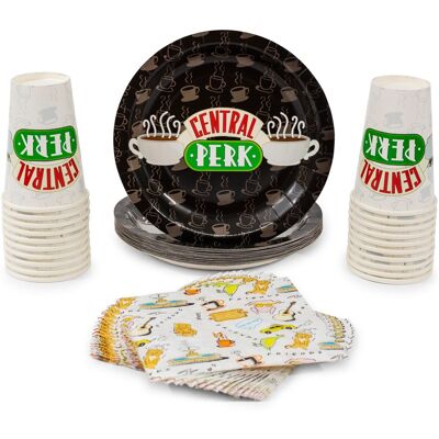 Silver Buffalo - Friends Central Perk 60-Piece Party Tableware Set Cups, Plates, Napkins - White Silver Buffalo - Friends Central Perk 60-Piece Party Tableware Set Cups, Plates, Napkins - White