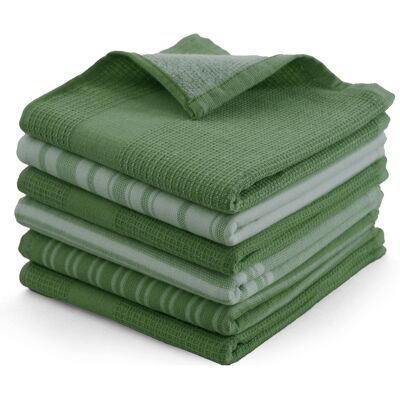 Lux Decor Collection - 6-Piece 100% Cotton Kitchen Towel Set 16x26, Highly Absorbent Terry Dish Towels, Soft & Durable, Striped & Waffle Design - Green Lux Decor Collection - 6-Piece 100% Cotton Kitchen Towel Set 16x26, Highly Absorbent Terry Dish Towels, Soft & Durable, Striped & Waffle Design - Green