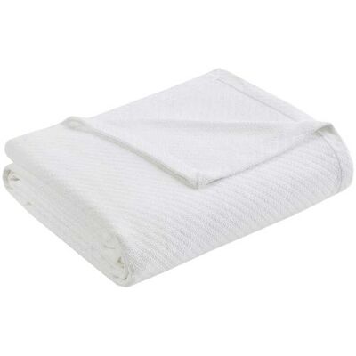 Gracie Mills - Janette Ring Spun Cotton Blanket - White Gracie Mills - Janette Ring Spun Cotton Blanket - White