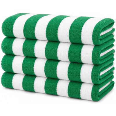 Plazatex - Terry Cabana 80% Cotton 20% Polyester Oversized 4 Pack Beach Bath Towel 36" x 66" - Green Plazatex - Terry Cabana 80% Cotton 20% Polyester Oversized 4 Pack Beach Bath Towel 36" x 66" - Green