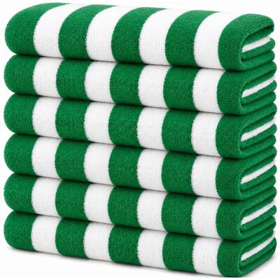 Plazatex - Terry Cabana 80% Cotton 20% Polyester Oversized 6 Pack Beach Bath Towel 36" x 66" - Green Plazatex - Terry Cabana 80% Cotton 20% Polyester Oversized 6 Pack Beach Bath Towel 36" x 66" - Green