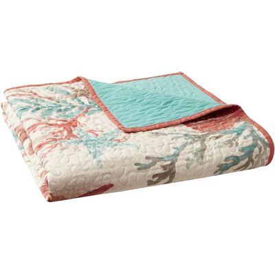 Gracie Mills - Koreen Coastal Cotton Quilted Oversized Throw Blanket - Coral Gracie Mills - Koreen Coastal Cotton Quilted Oversized Throw Blanket - Coral