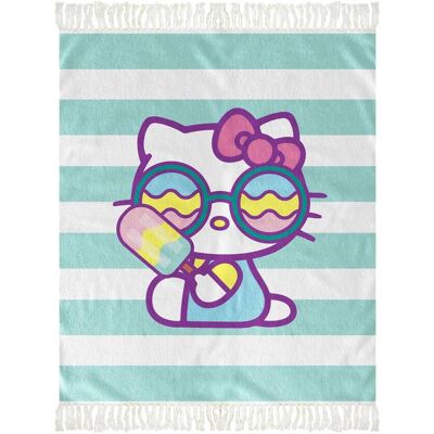 Hello Kitty - Popsicle 50 x 60 Inch Beach Throw with Tassels - Blue Hello Kitty - Popsicle 50 x 60 Inch Beach Throw with Tassels - Blue