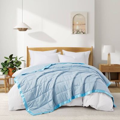 Peace Nest Hotel Quality Luxury All Season Jacquard Soft Bed Blanket with Satin Trim Cozy and Warm - Blue Peace Nest Hotel Quality Luxury All Season Jacquard Soft Bed Blanket with Satin Trim Cozy and Warm - Blue