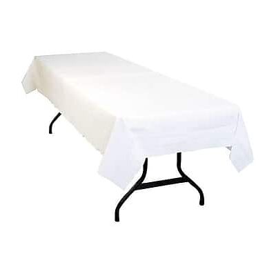 TABLE MATE - Poly/Tissue 108"W x 54"D Solid Table Cover 6/Pack - White TABLE MATE - Poly/Tissue 108"W x 54"D Solid Table Cover 6/Pack - White