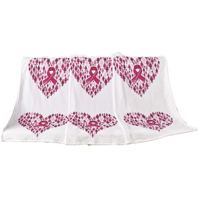 Noble House - Plazatex Together We Rise Decorative Breast Cancer Awarenes Machine Washable Throw 50" x 70" - White & Pink Noble House - Plazatex Together We Rise Decorative Breast Cancer Awarenes Machine Washable Throw 50" x 70" - White & Pink