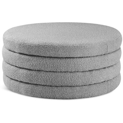 Meridian Furniture - Aphia Grey Boucle Fabric Ottoman/Coffee Table - Gray Meridian Furniture - Aphia Grey Boucle Fabric Ottoman/Coffee Table - Gray